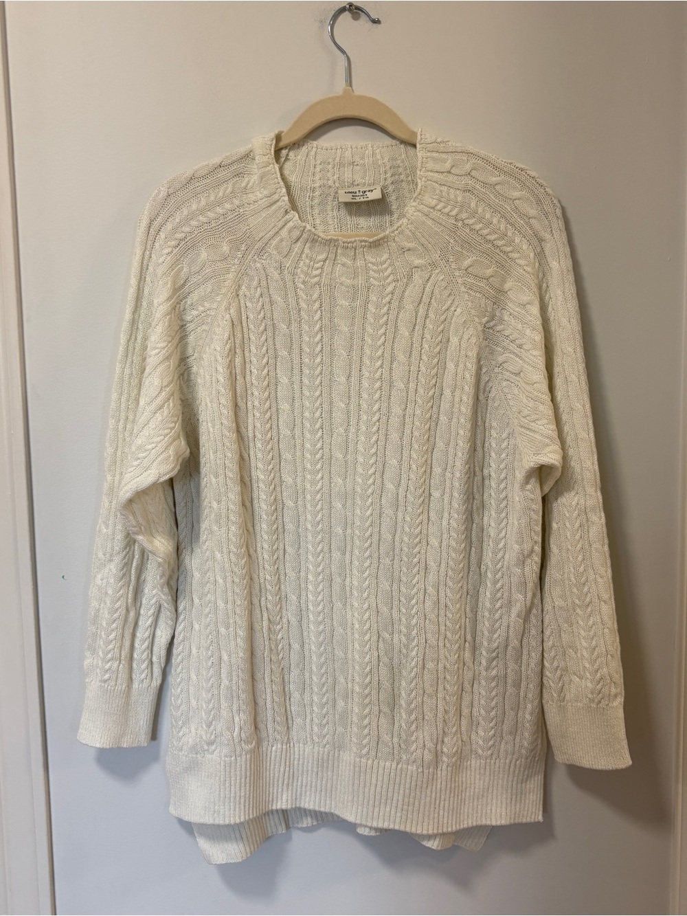 Off white Cable-Knit Fisherman Sweater Size XL Blue Grey